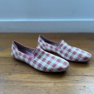 Rothy's x Marta Ferri Collab Pink and White Checkered loafers